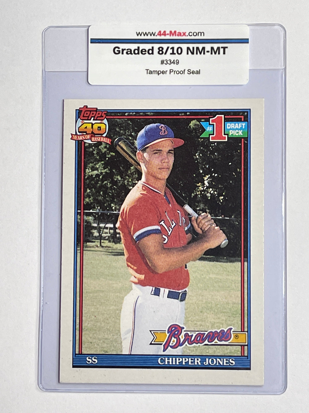 Chipper Jones 1991 Topps RC Baseball Card. 44-Max 8/10 NM-MT #3352