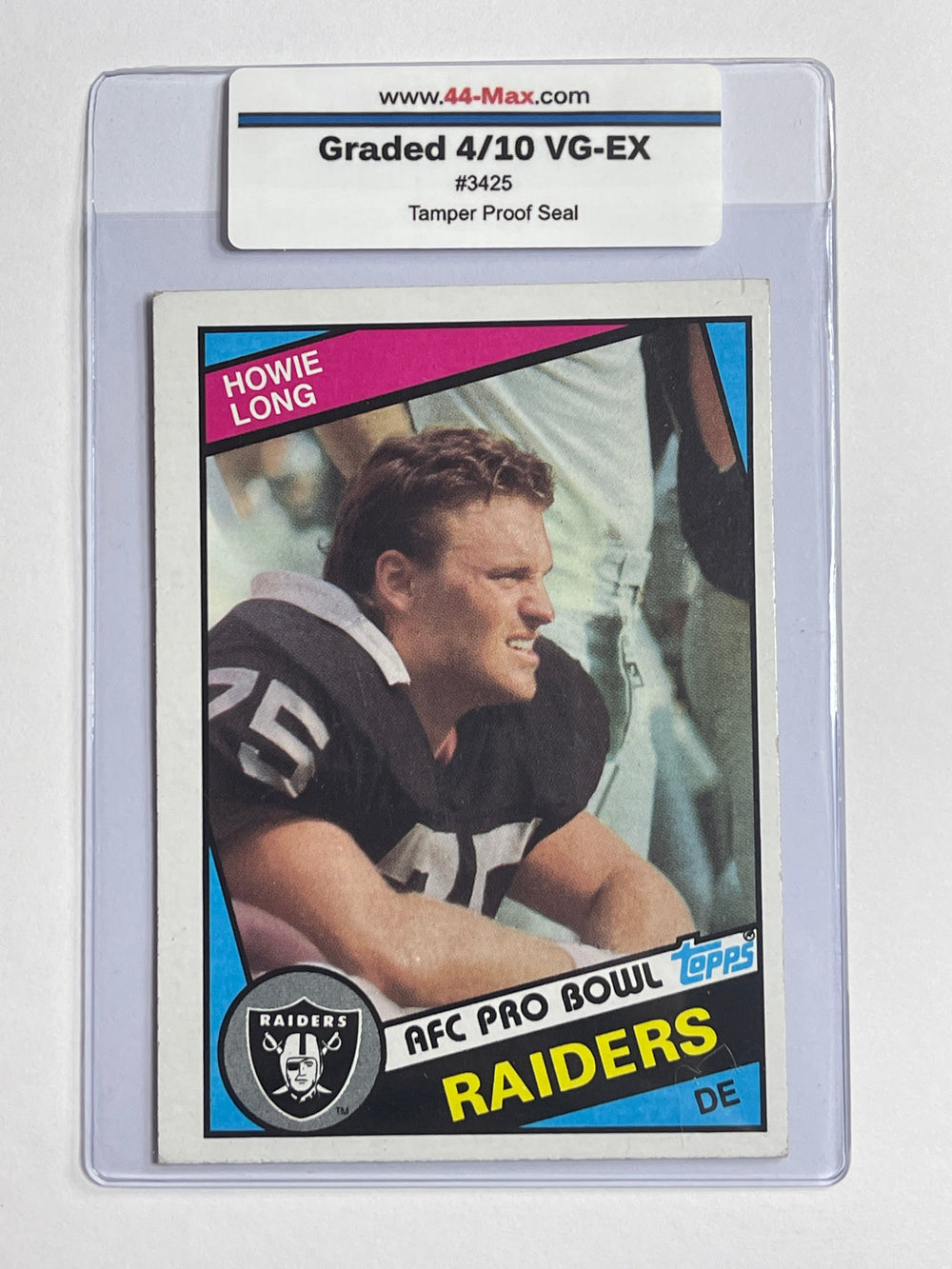 Howie Long 1984 Topps RC Football Card. 44-Max 4/10 VG-EX #3425