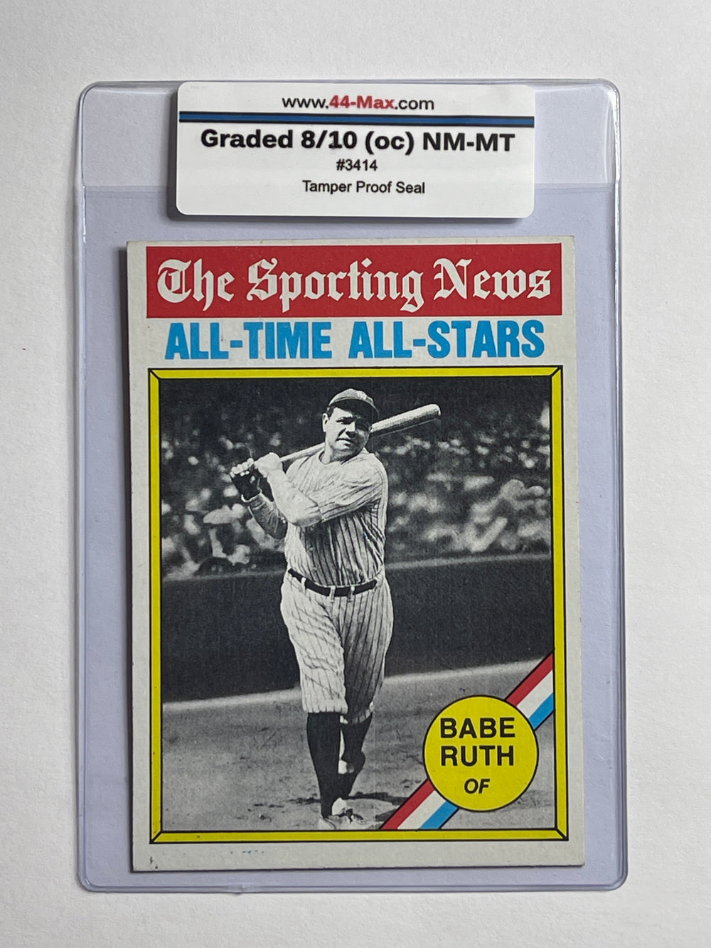 Babe Ruth 1976 Topps Baseball Card. 44-Max 8/10 (oc) NM-MT #3414