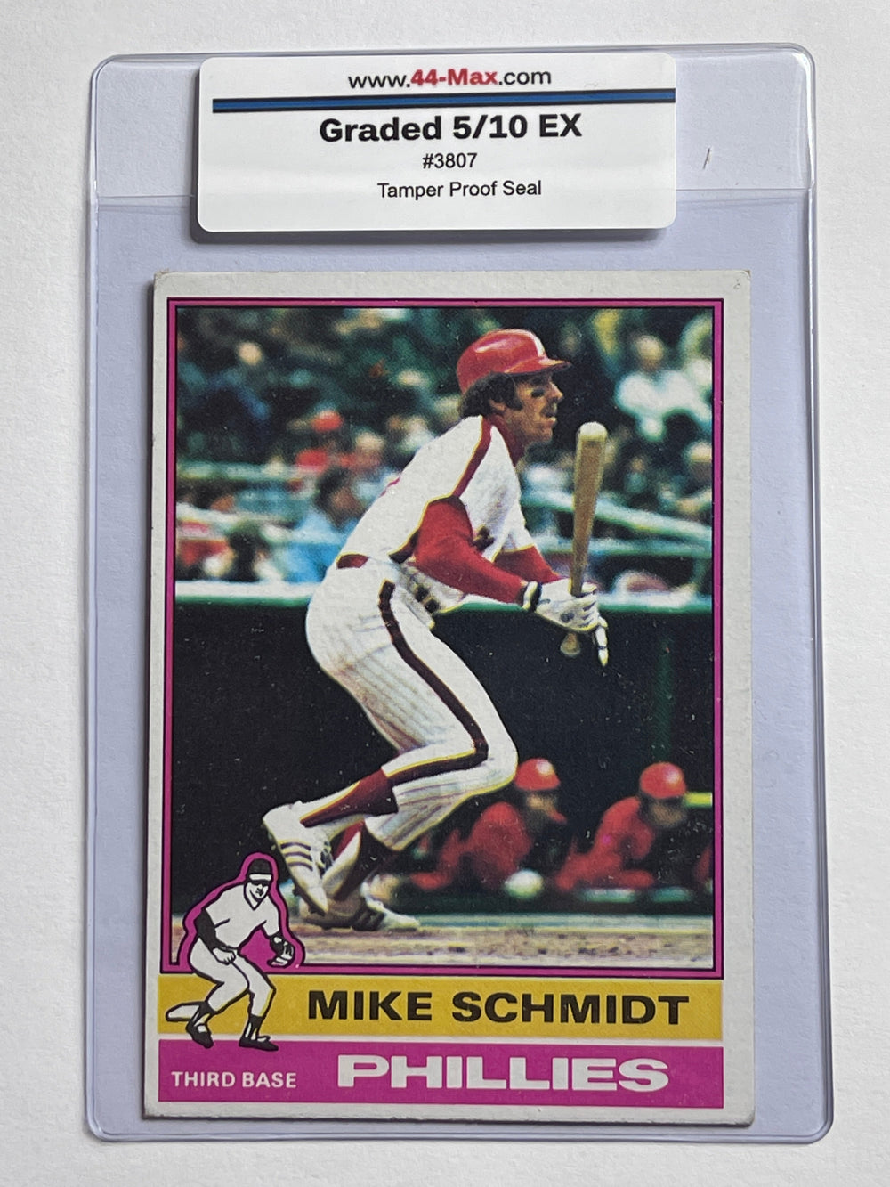 Mike Schmidt 1976 Topps Baseball Card. 44-Max 5/10 EX #3807