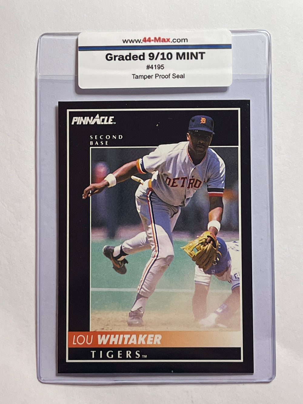 Lou Whitaker 1992 Pinnacle Baseball Card. 44-Max 9/10 Mint #4195