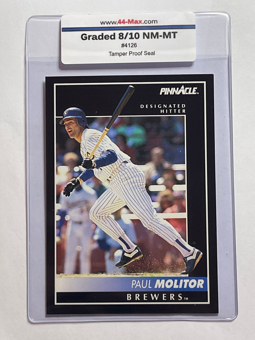 Paul Molitor 1992 Pinnacle Baseball Card. 44-Max 8/10 Mint #4126