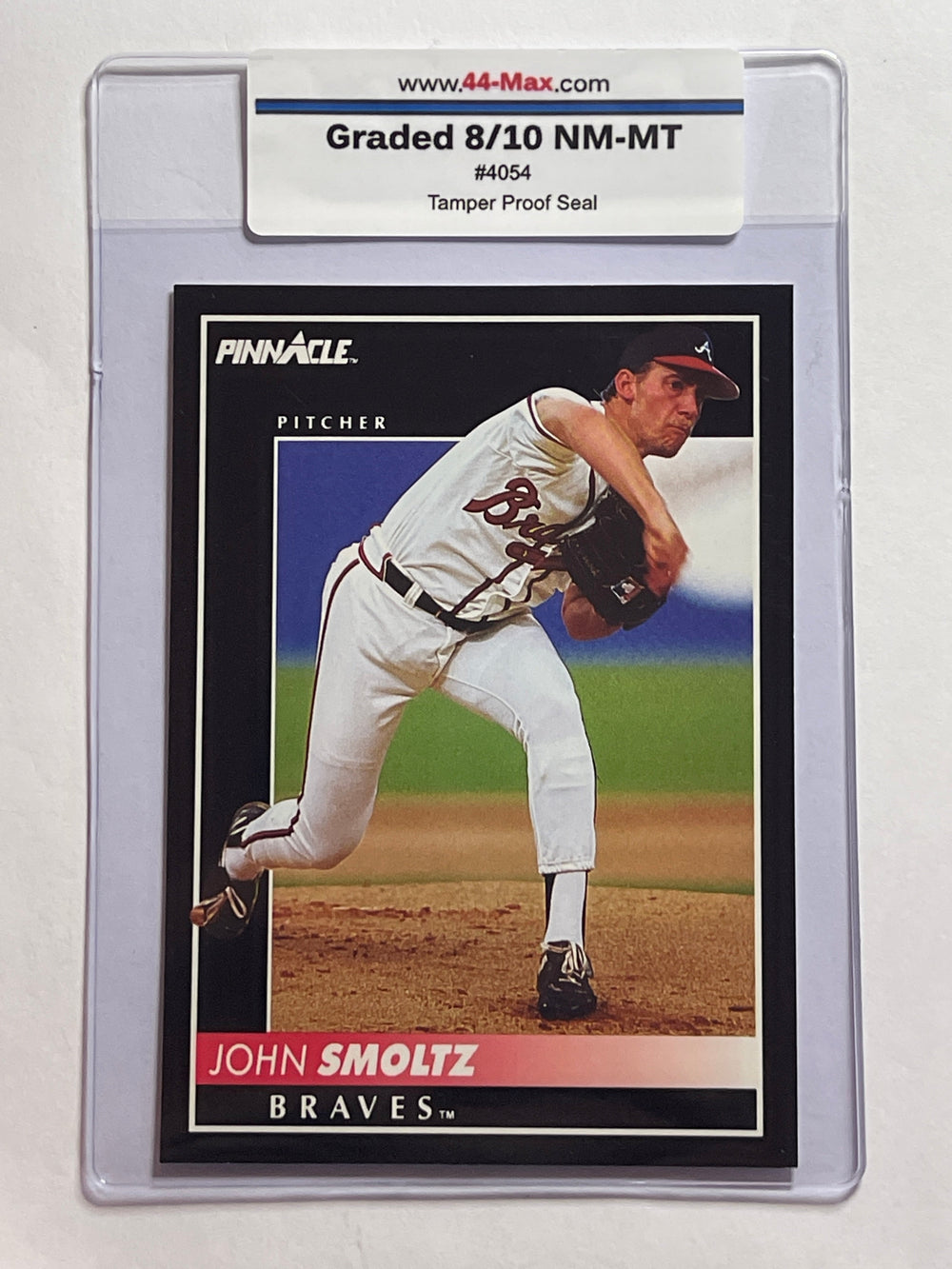 John Smoltz 1992 Pinnacle Baseball Card. 44-Max 8/10 NM-MT #4054