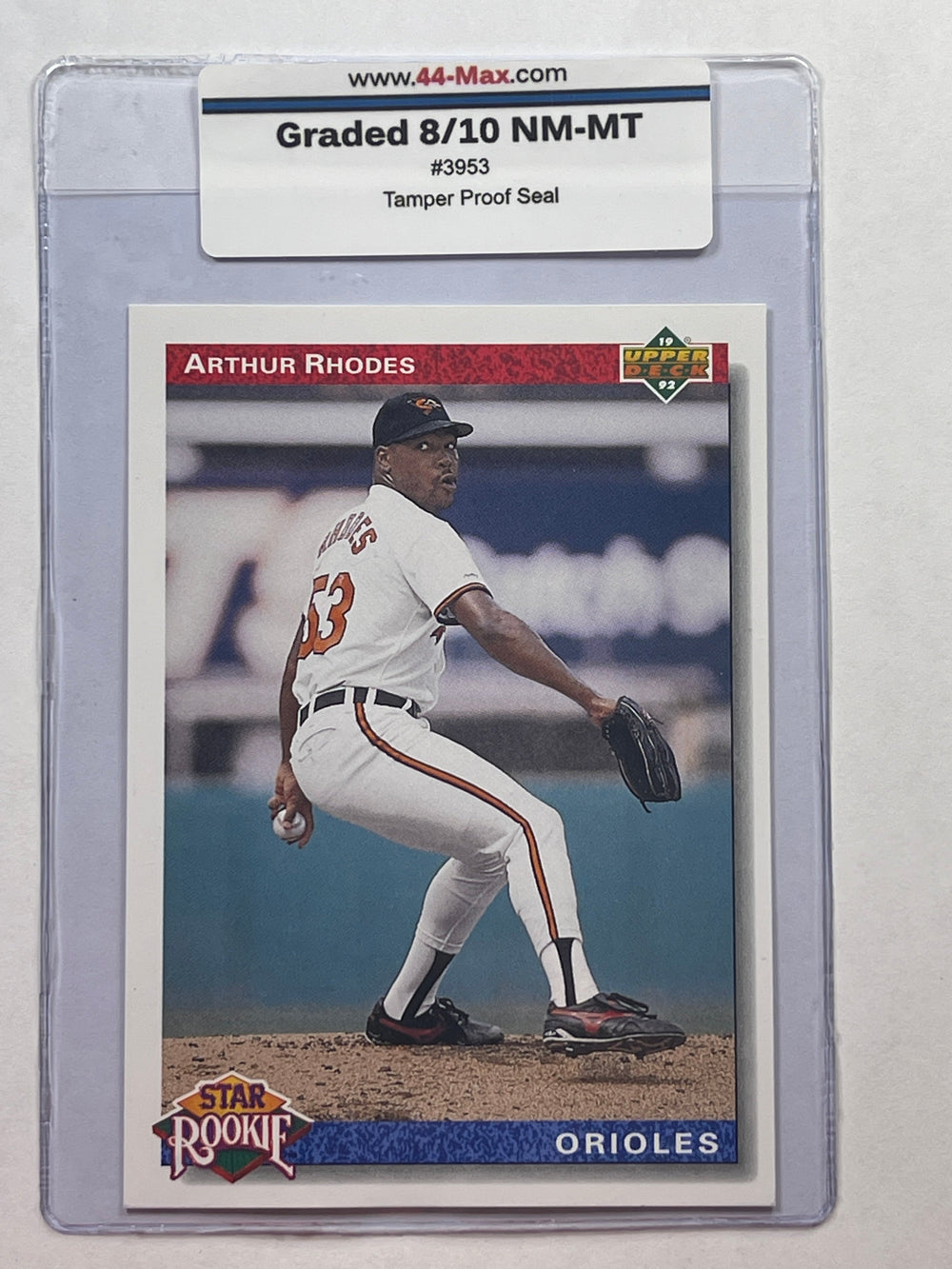 Arthur Rhodes 1992 Upper Deck Baseball Card. 44-Max 8/10 NM-MT #3953
