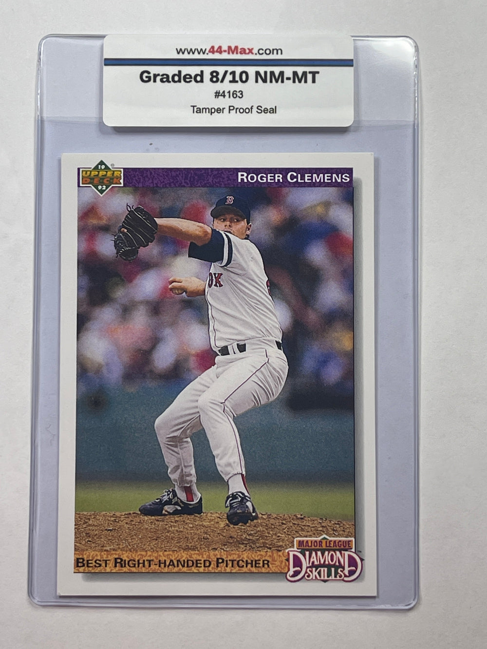 Roger Clemens 1992 Upper Deck Baseball Card. 44-Max 8/10 NM-MT #4163