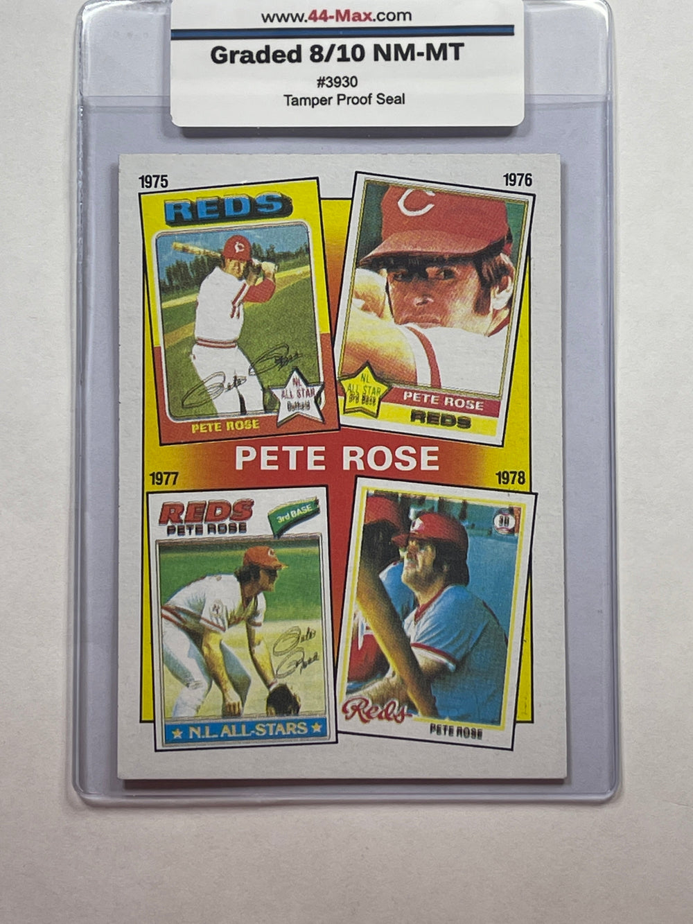 Pete Rose 1986 Topps Baseball Card. 44-Max 8/10 NM-MT #3930