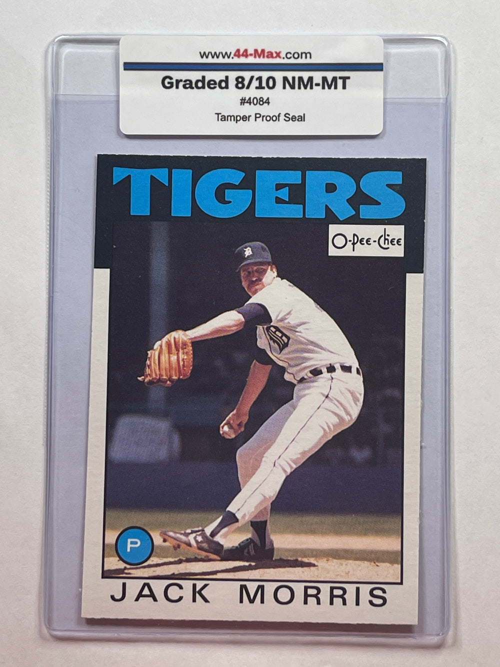 Jack Morris 1986 O-Pee-Chee Baseball Card. 44-Max 8/10 NM-MT #4084