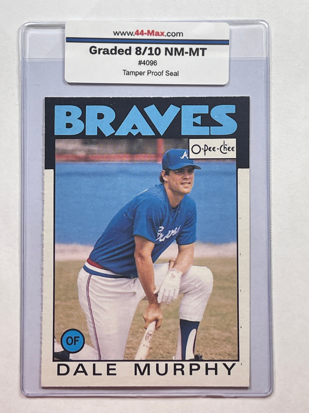 Dale Murphy 1986 O-Pee-Chee Baseball Card. 44-Max 8/10 NM-MT #4096