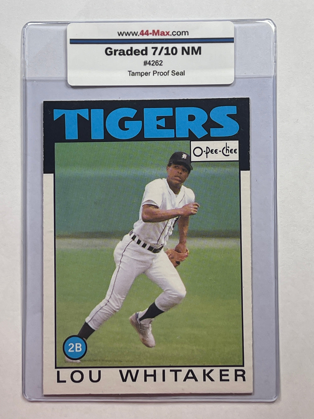 Lou Whitaker 1986 O-Pee-Chee Baseball Card. 44-Max 7/10 NM #4262