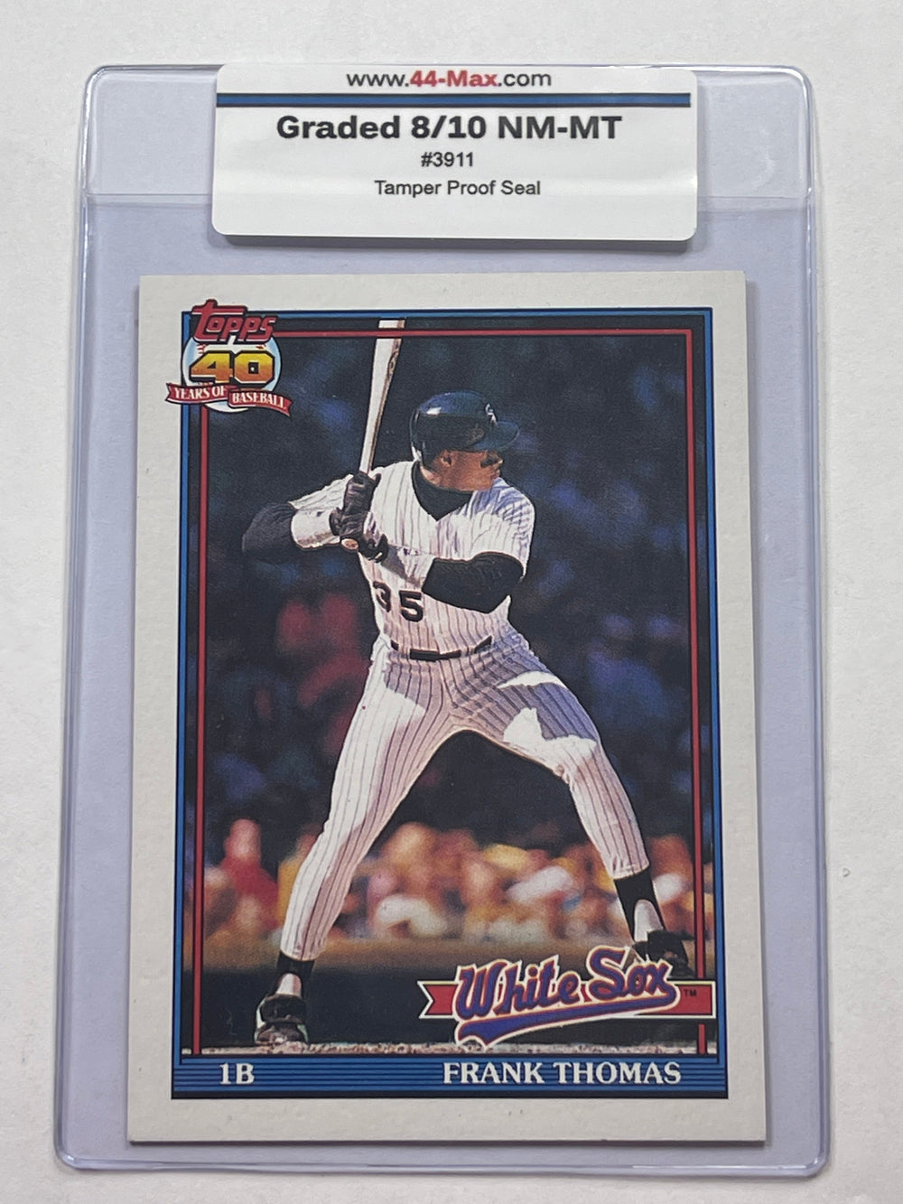 Frank Thomas 1991 Topps Baseball Card. 44-Max 8/10 NM-MT #3911