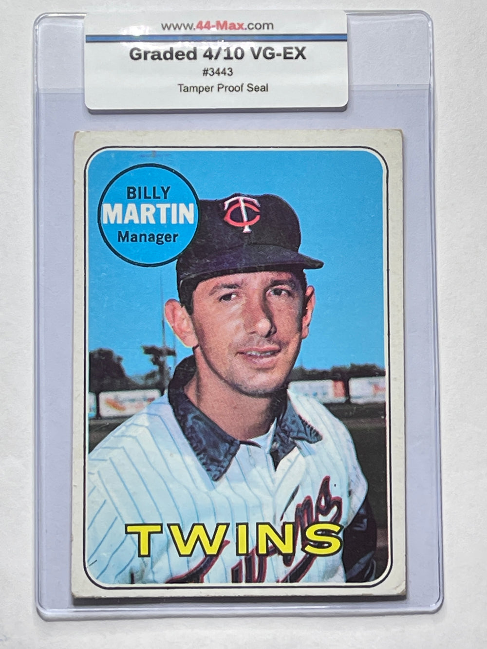 Billy Martin 1969 Topps Baseball Card. 44-Max 4/10 VG-EX #3443